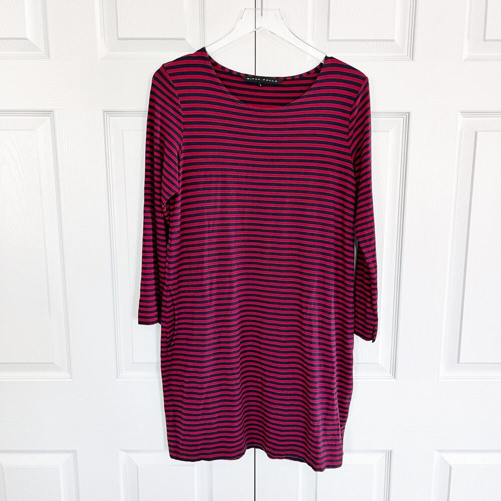 Ritva Falla Striped Jersey Knit Shirt Dress